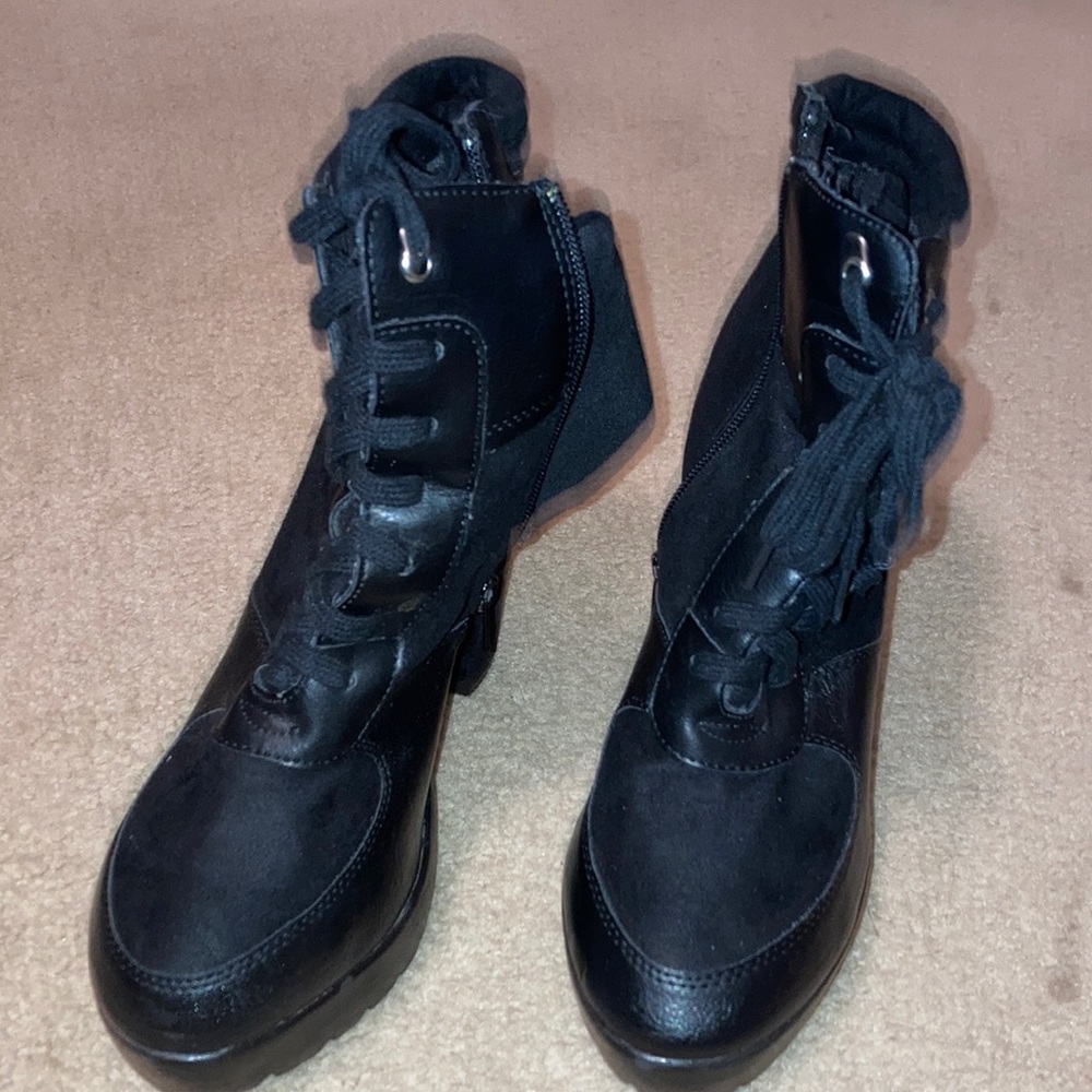 Black combat boots  high heel boots